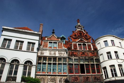 Beautiful gabled houses along a canal in Gent, Belgium. 