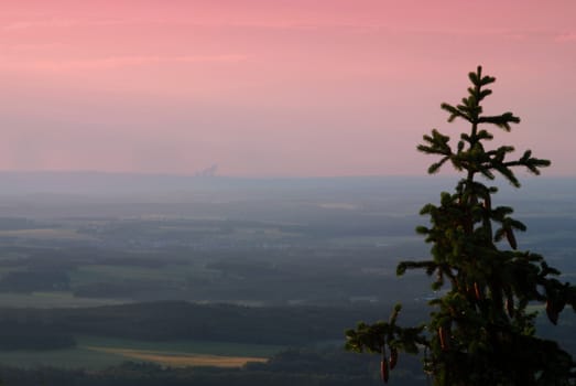 Beautiful sunset over the country with dramatic sky