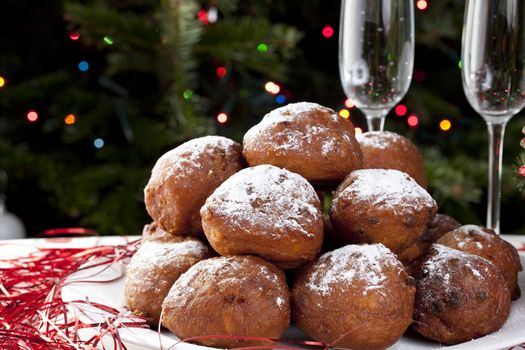 Oliebollen, similar to doughnut balls or holes, a tradition sweet treat in the Netherlands around Christmas