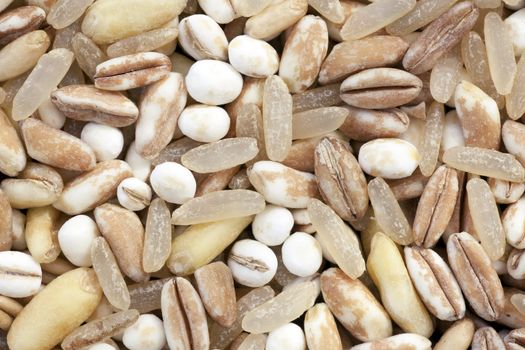 Closeup of mixet grains and rice