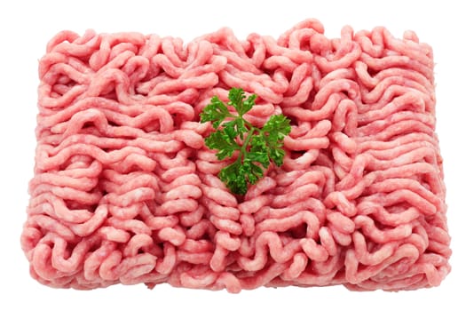 minced pork and beef with parsley isolated and clipped off