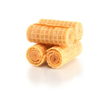 Few freshness waffles on white background