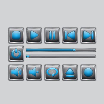 Glossy Blue Media player elements