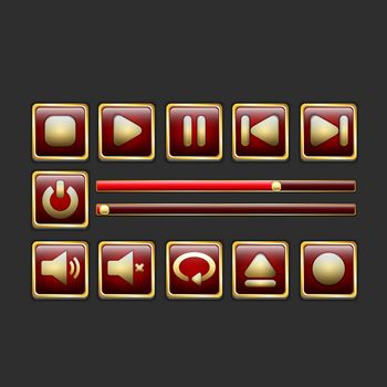 Glossy Red and Gold Media player elements
