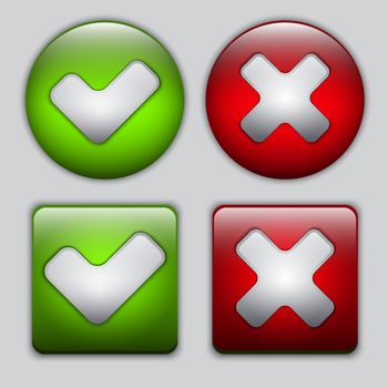 Set of Yes and No vector glossy buttons 