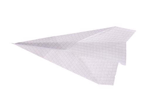 Paper airplane, photo on the white