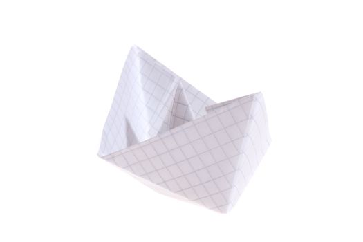 Paper ship, photo on the white background 