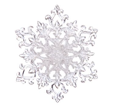 Snowflake shape, photo on the white background