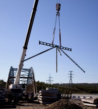 
Construction of a new road bridge in the background nature of the north
