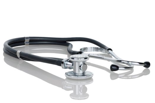 Close-up of stethoscope isolated on white background