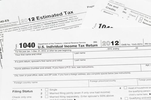 Tax form 1040 for tax year 2012 for US individual tax return
