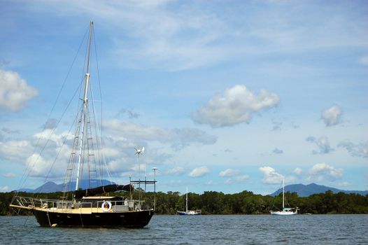 Yachts in the river nearby Cairns, Australia