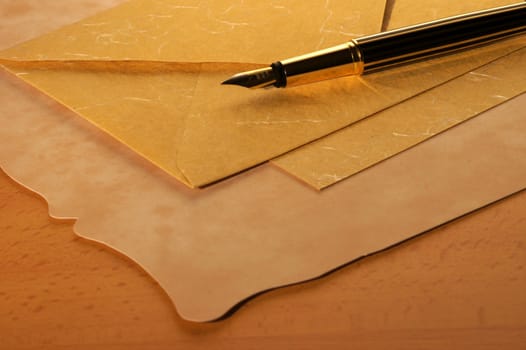 Pen, envelope and stationery textured
