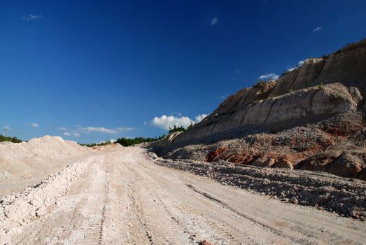 Artificial sand dunes made by building new highway