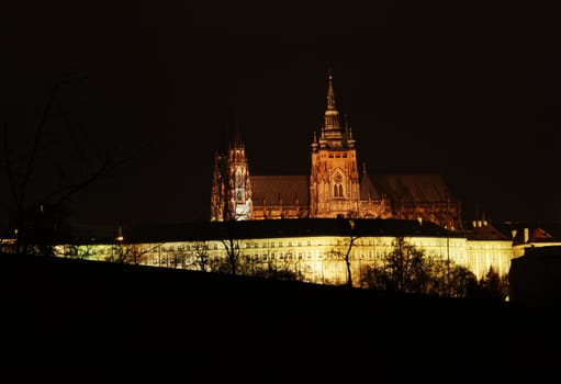 Prague castle in the night - residence of czech president 