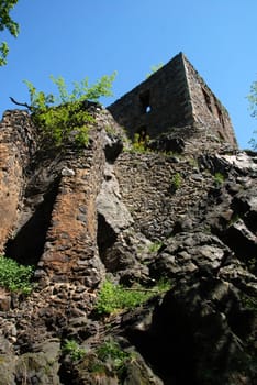 Ruins of old Czech castle Vlctejn