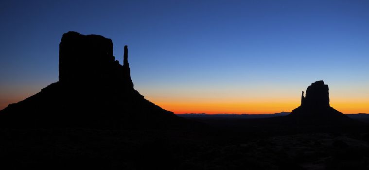 Panoramic view of beautiful sunrise at Monument Valley, USA