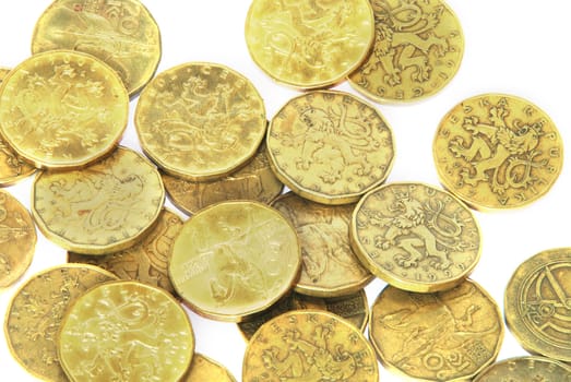 Czech 20 crowns coins - money on a large heap