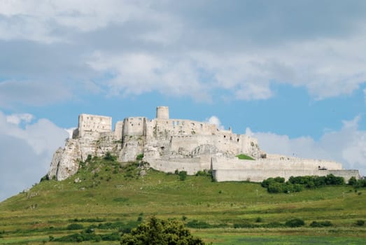 Ancient Slovak castle Spissky hrad lit by the sun