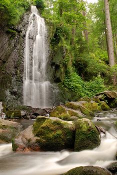 Waterfall in the forest with a long exposure