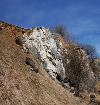 Old quarry in the Southern Bohemia with withe rock