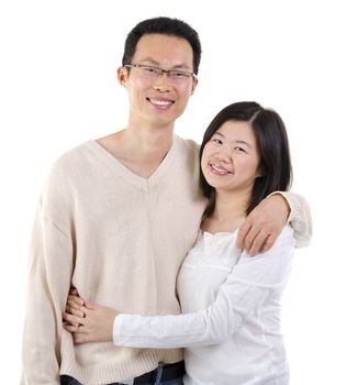 Loving Asian Couple on white background