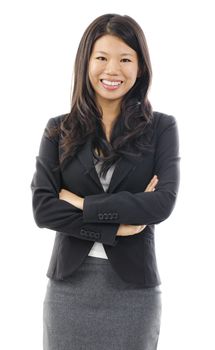 Portrait of Asian business / educational woman over white background