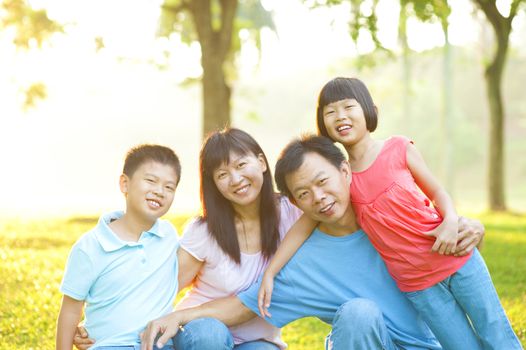 Attractive Asian Family Outdoor Lifestyle