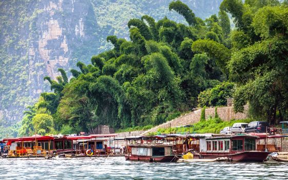 Boating in Guilin yangshou river in China