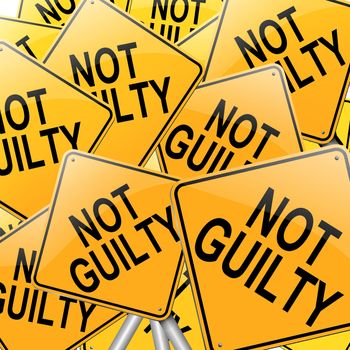 Illustration depicting many roadsigns with a not guilty concept.