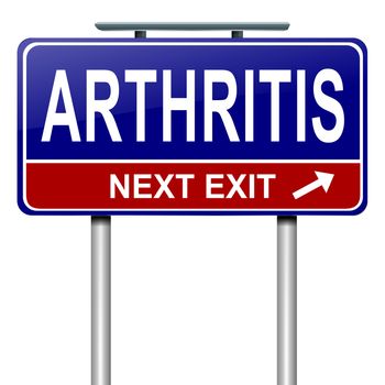 Illustration depicting a roadsign with an arthritis concept. White background.