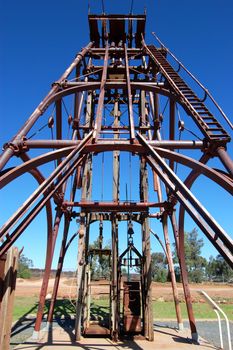 Gold mine monument in park, Cobar town, Australia