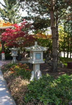 Pagoda pagoda Lantern in a garden, in a Chinese Temple.