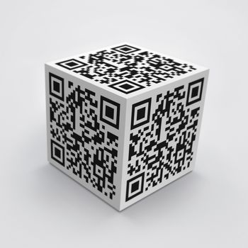 3D cube with QR code concept image.