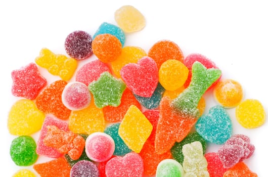 candy fruit on a white background