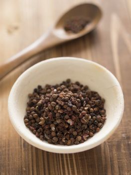 close up of a bowl of szechuan pepper