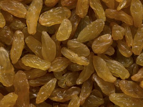 close up of golden raisins food background