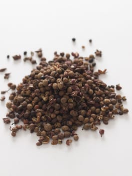 close up of a heap of szechuan pepper