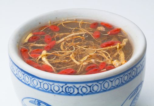 Chicken soup with ginseng, food asia