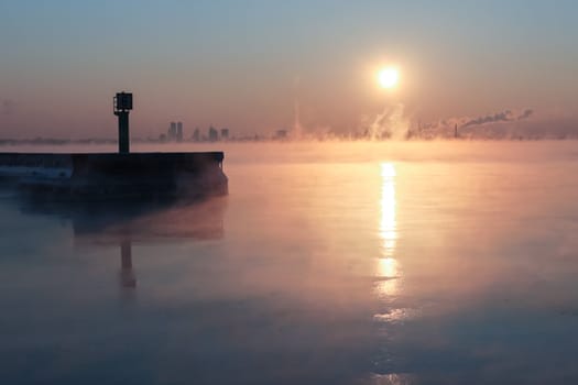 Winter sea fog can be seen when the outside air temperature (-22C) drops well below the water temperature.