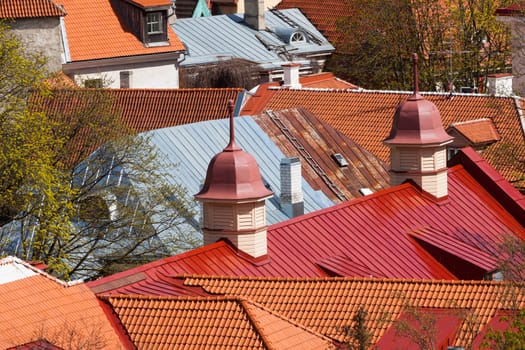 View on Tallinn beautiful red tile roofs, Estonia