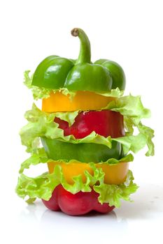 Mixed Bell Pepper, Vegetarian Sandwich, Concept of Healthy Nutrition 
