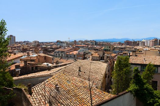 View from the roof on  Girona old town in Spain