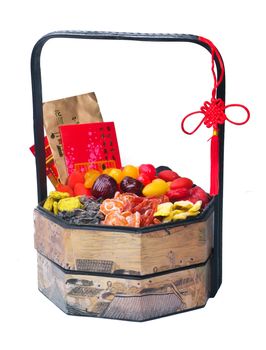 Dried fruits with chinese new year background