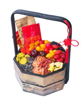 Dried fruits with chinese new year background
