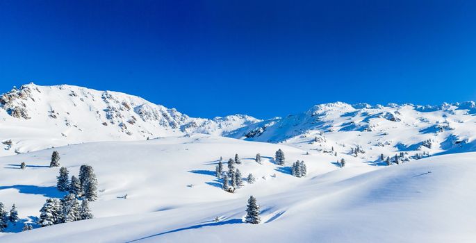 The Alpine skiing resort in Austria Zillertal. Panorama