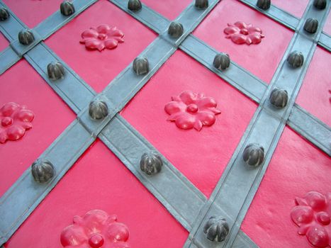           Detail photo of a door texture with rhomboid geometric shapes