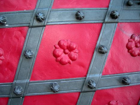 Detail photo of a door texture with rhomboid geometric shapes          