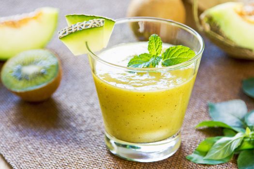 Melon with Kiwi and Mango smoothie