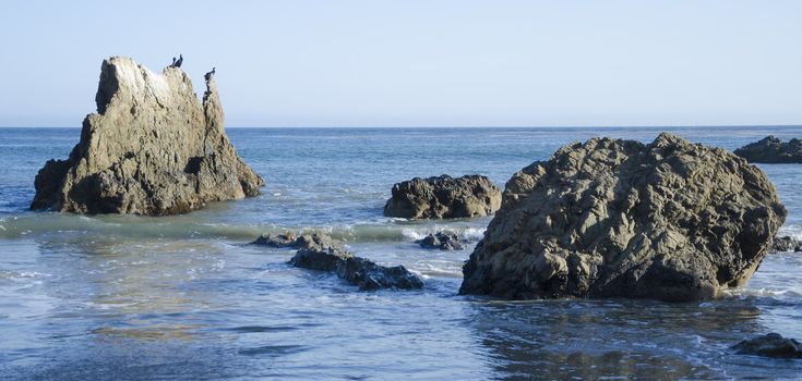 Nice rocks on one of the most beautiful and popular beaches of Malibu - El Matador Beach